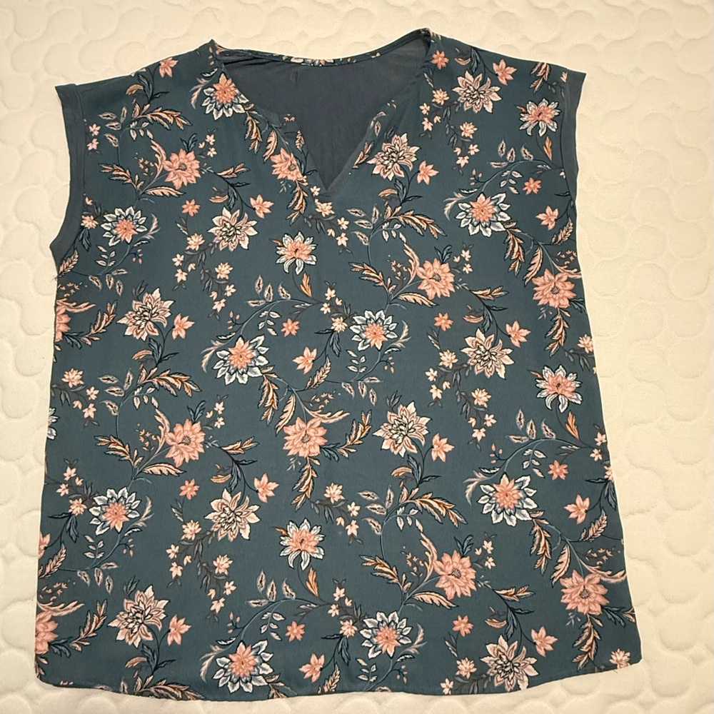 Floral Blue and Pink Women's Top